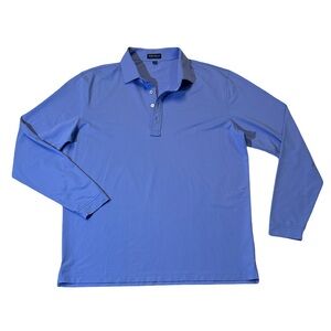 Peter Millar mens XL blue solid Crown Crafted performance long sleeve polo shirt